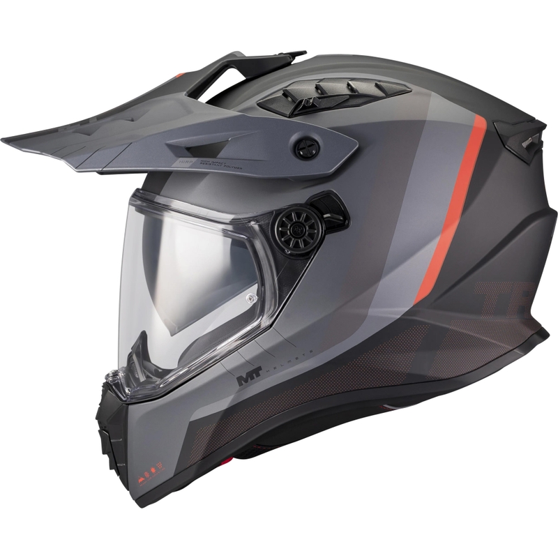 Cască de motocicletă enduro MT Track SV Nomad B25 negru mat-gri-roșu