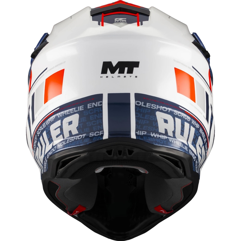 Cască motocross MT Falcon S Ruler A15 albastru-alb-roșu