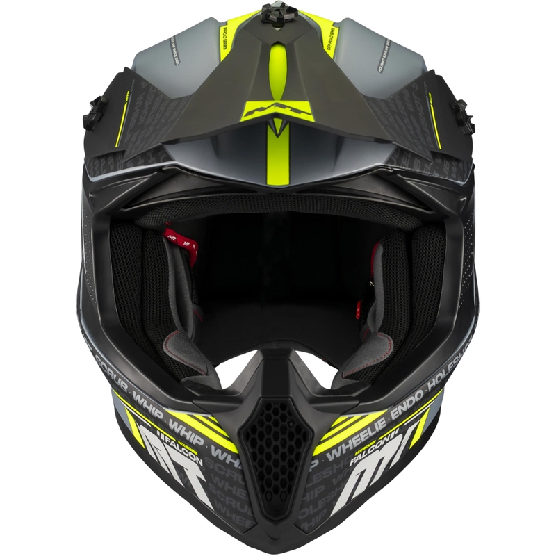 Cască motocross MT Falcon S Ruler C2 negru mat-gri-galben fluo