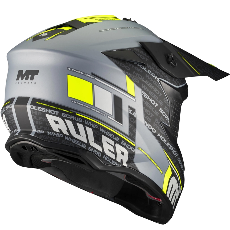 Cască motocross MT Falcon S Ruler C2 negru mat-gri-galben fluo