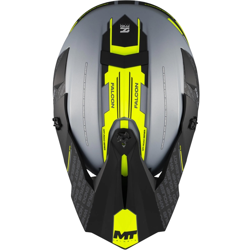 Cască motocross MT Falcon S Ruler C2 negru mat-gri-galben fluo