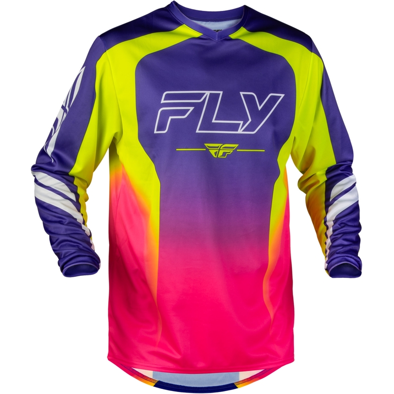 Tricou motocross FLY Racing F-16 Raze violet-roșu-galben