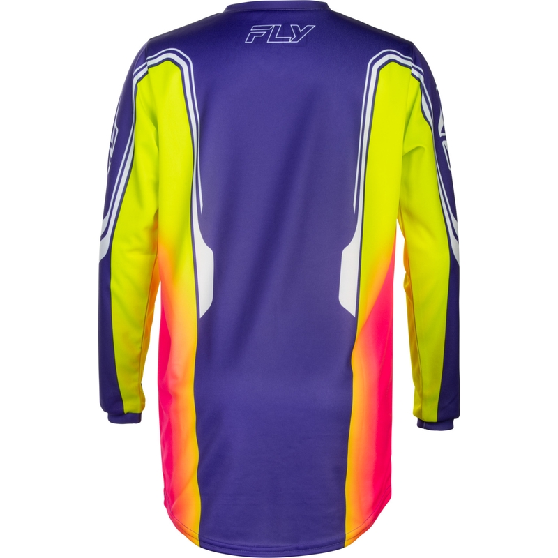 Tricou motocross FLY Racing F-16 Raze pentru copii, violet-roșu-galben