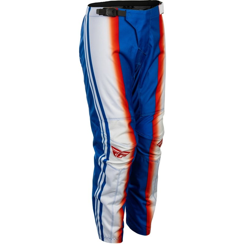 Pantaloni motocross pentru copii FLY Racing F-16 Raze roșu-alb-albastru