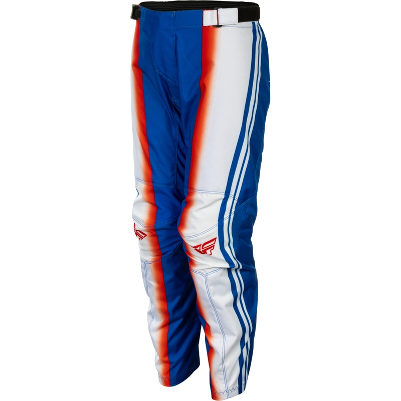 Pantaloni motocross pentru copii FLY Racing F-16 Raze roșu-alb-albastru