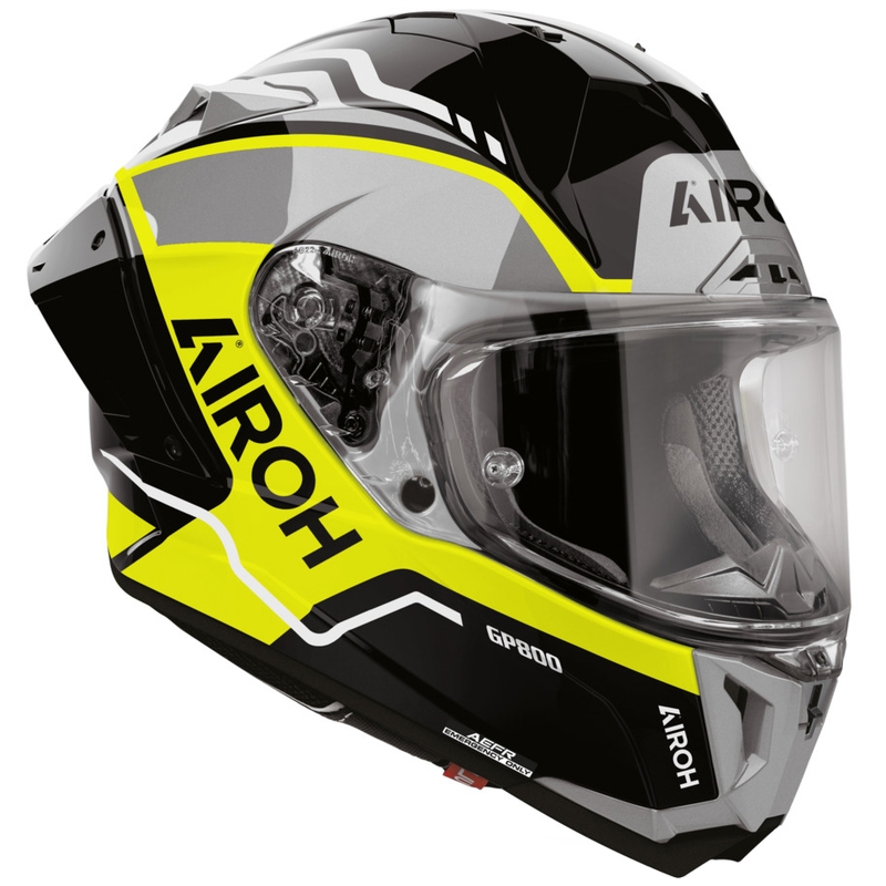 Cască integrală pentru motocicletă Airoh GP 800 Lane, galben fluo