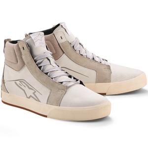 Ghete moto Alpinestars Ride-63 din piele, alb-gri-maro