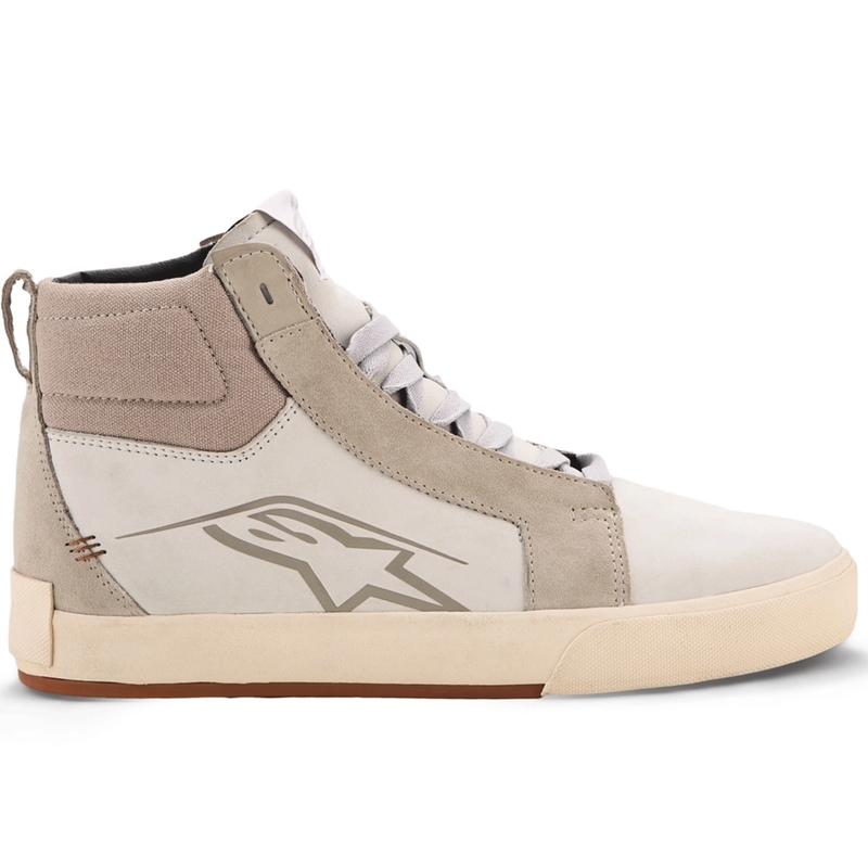 Ghete moto Alpinestars Ride-63 din piele, alb-gri-maro