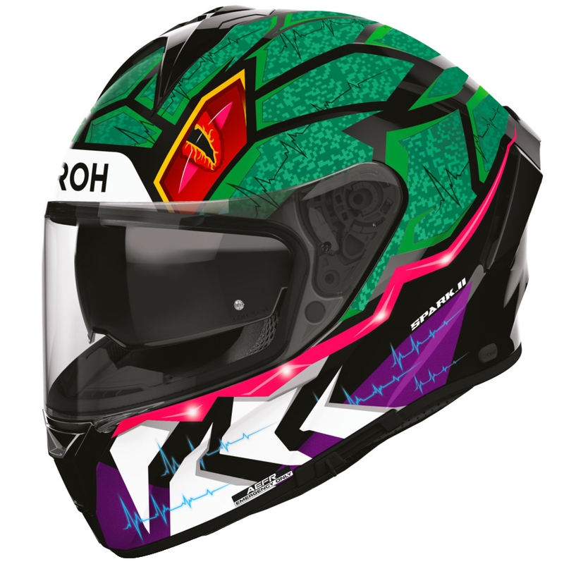 Cască integrală pentru motocicletă Airoh Spark 2 Rex negru-verde-violet