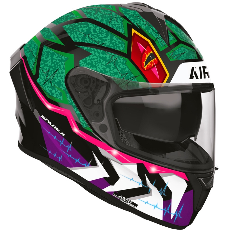 Cască integrală pentru motocicletă Airoh Spark 2 Rex negru-verde-violet