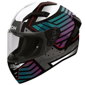 Cască integrală de motocicletă Airoh Connor Flex, alb-gri-albastru-violet
