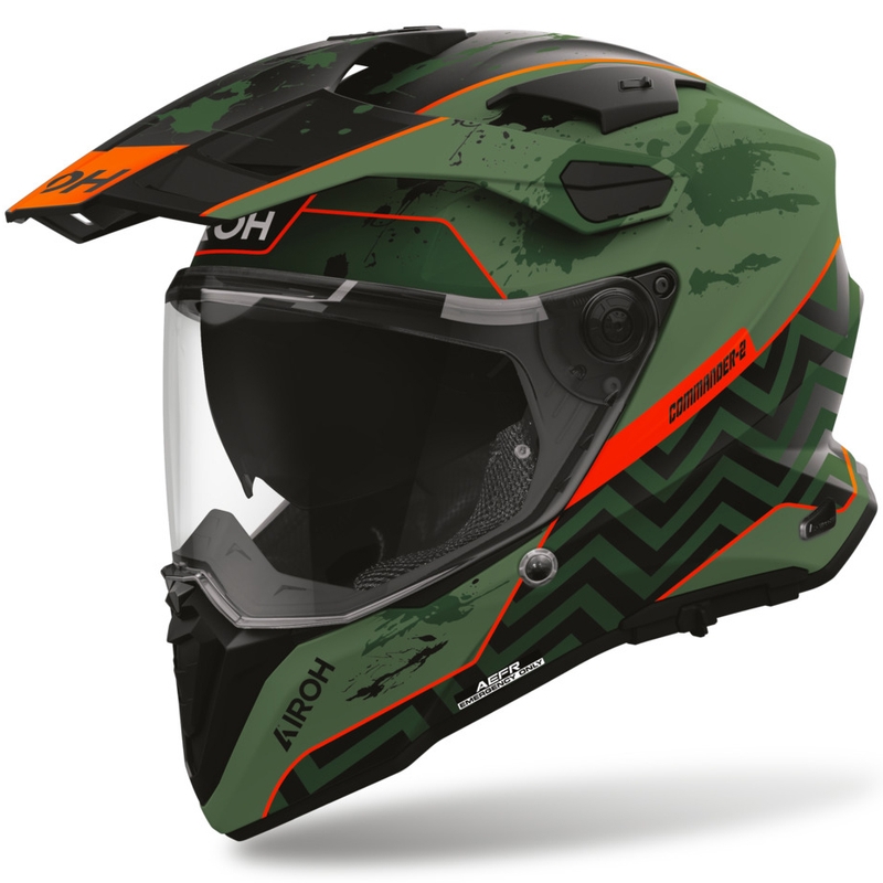 Cască de motocicletă enduro Airoh Commander 2 Plug negru mat-verde-roșu