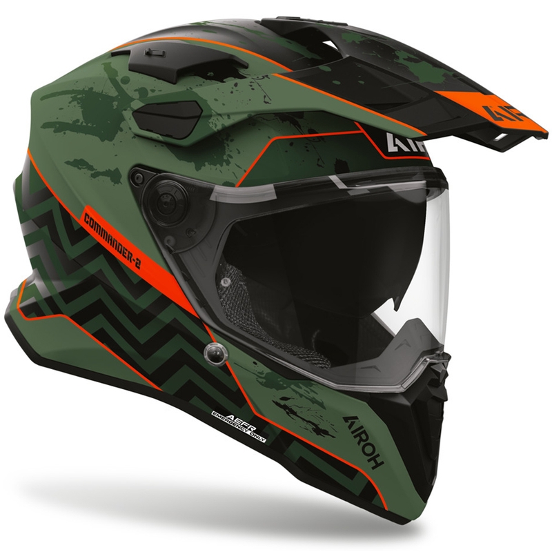 Cască de motocicletă enduro Airoh Commander 2 Plug negru mat-verde-roșu