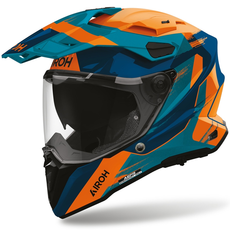 Cască de motocicletă enduro Airoh Commander 2 Razor albastru-portocaliu