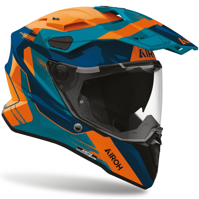 Cască de motocicletă enduro Airoh Commander 2 Razor albastru-portocaliu