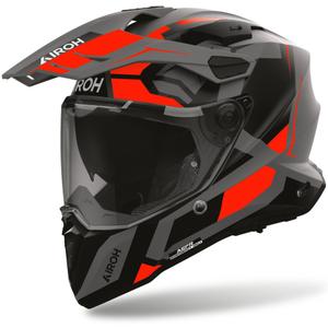 Cască de motocicletă enduro Airoh Commander 2 Polar, culoare roșie fluo mată