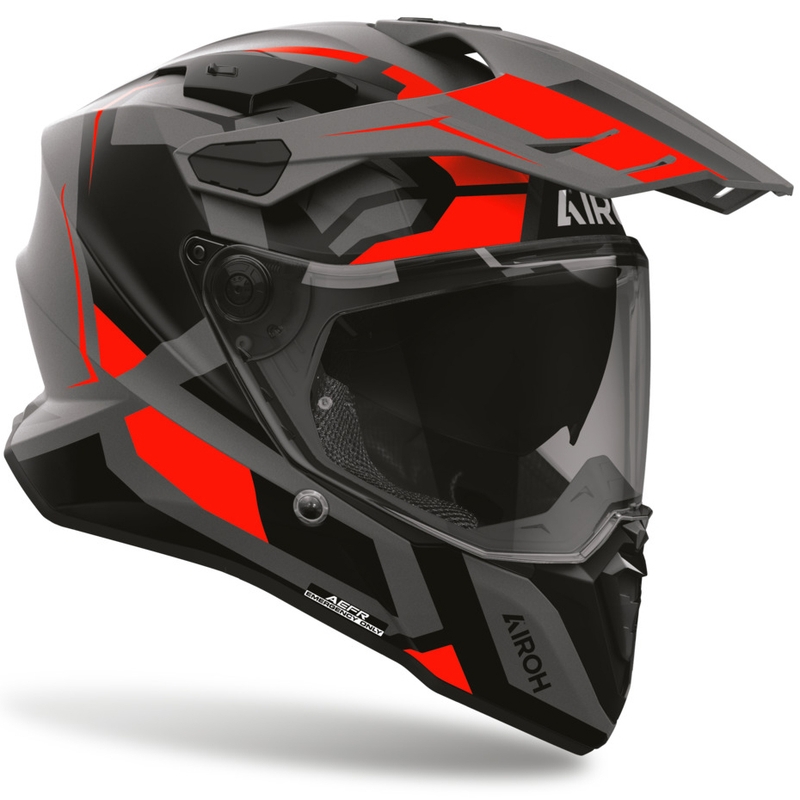 Cască de motocicletă enduro Airoh Commander 2 Polar, culoare roșie fluo mată