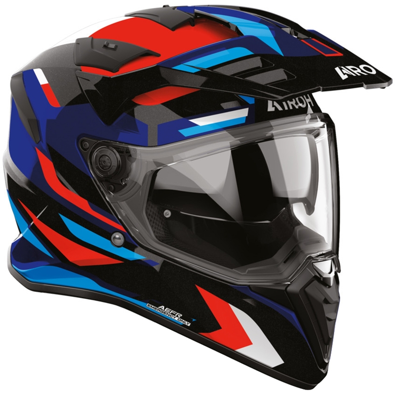 Cască de motocicletă enduro Airoh BADX-X Glitch albastru-roșu