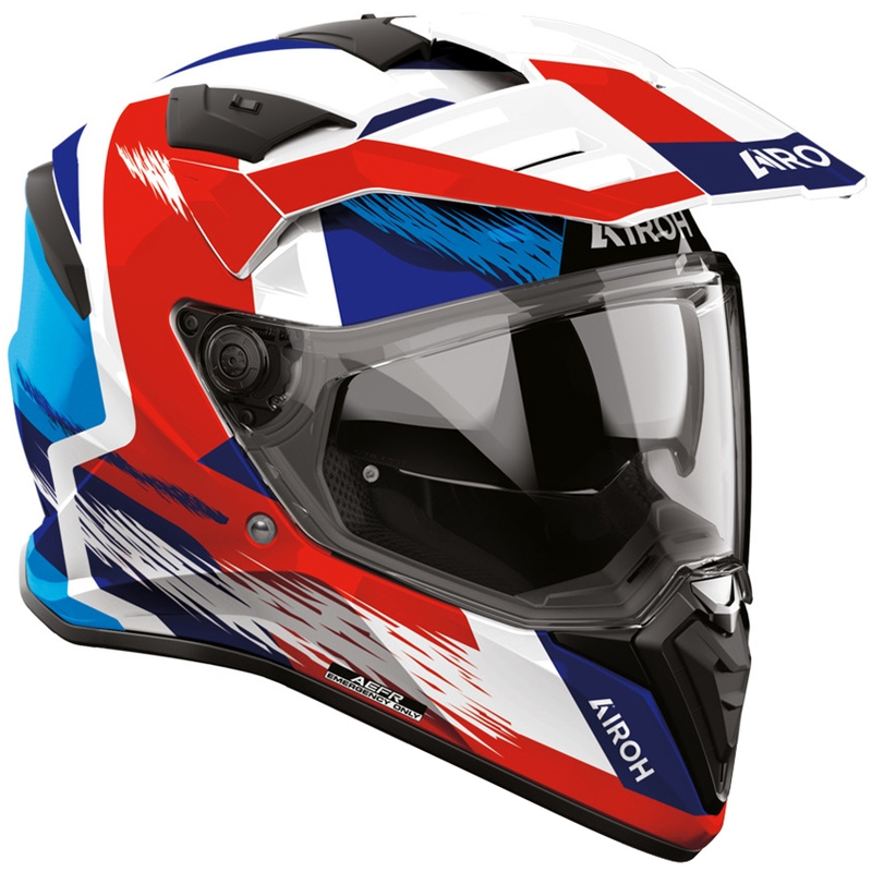 Cască de motocicletă enduro Airoh BADX-X Airspeed albastru-roșu