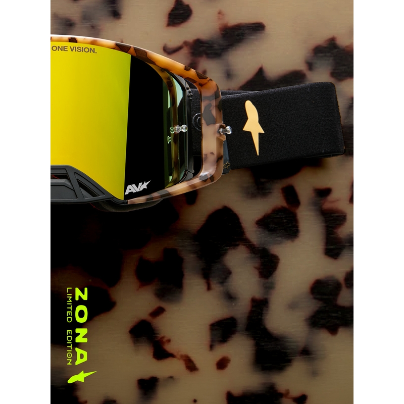 Ochelari motocross Alpinestars Supertech ediție limitată Zona negru-maro cu plexiglas auriu oglindă