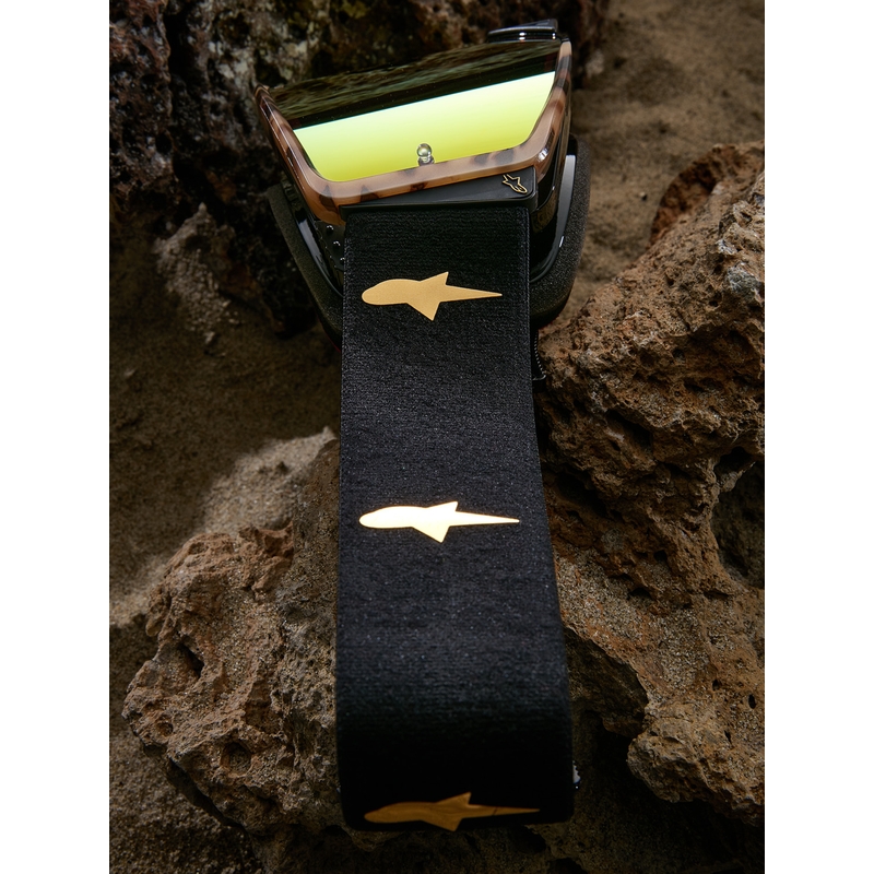 Ochelari motocross Alpinestars Supertech ediție limitată Zona negru-maro cu plexiglas auriu oglindă
