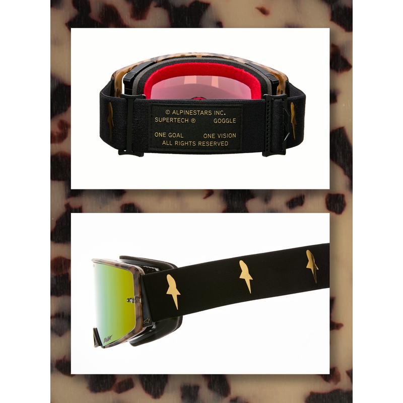 Ochelari motocross Alpinestars Supertech ediție limitată Zona negru-maro cu plexiglas auriu oglindă