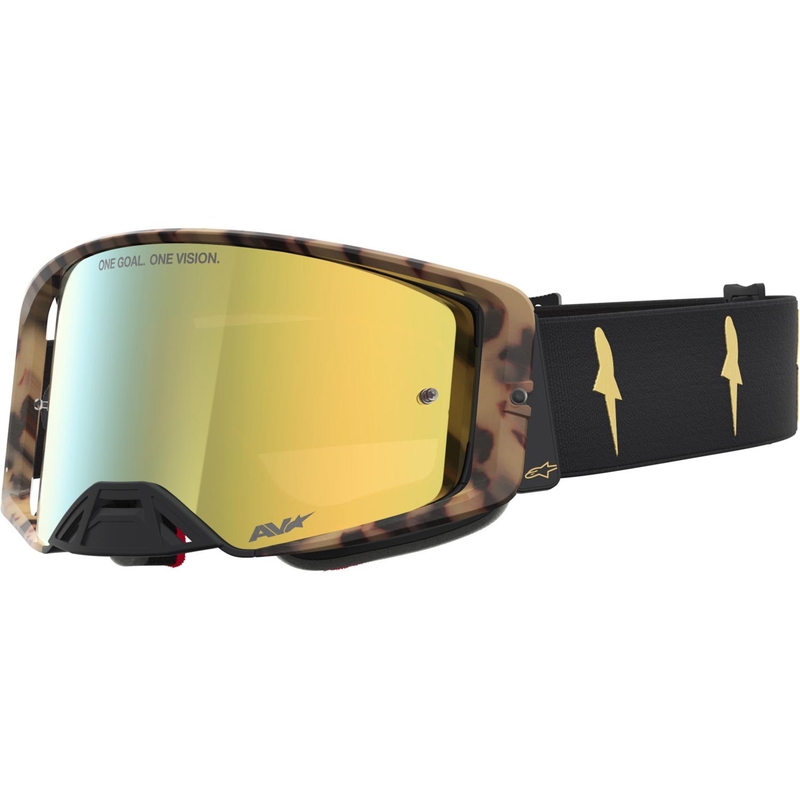 Ochelari motocross Alpinestars Supertech ediție limitată Zona negru-maro cu plexiglas auriu oglindă