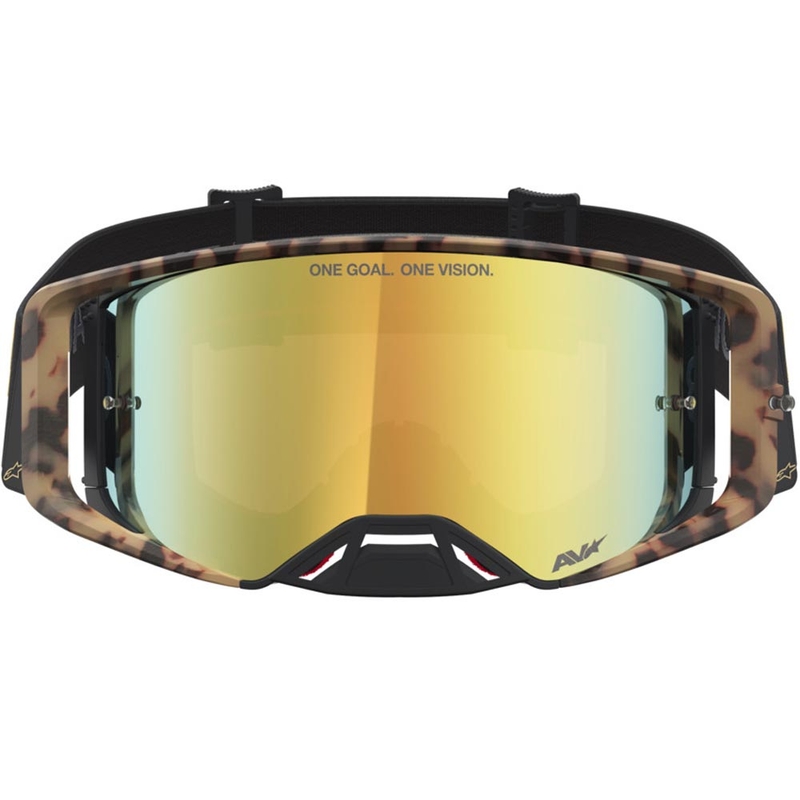 Ochelari motocross Alpinestars Supertech ediție limitată Zona negru-maro cu plexiglas auriu oglindă