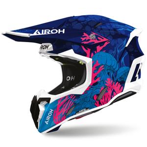 Cască motocross Airoh Twist 3 Underwater albastru-alb-roz