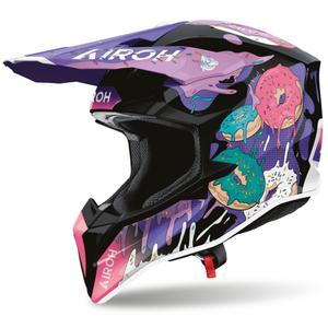 Cască de motocross Airoh Wraaap Donuts roz-violet-negru