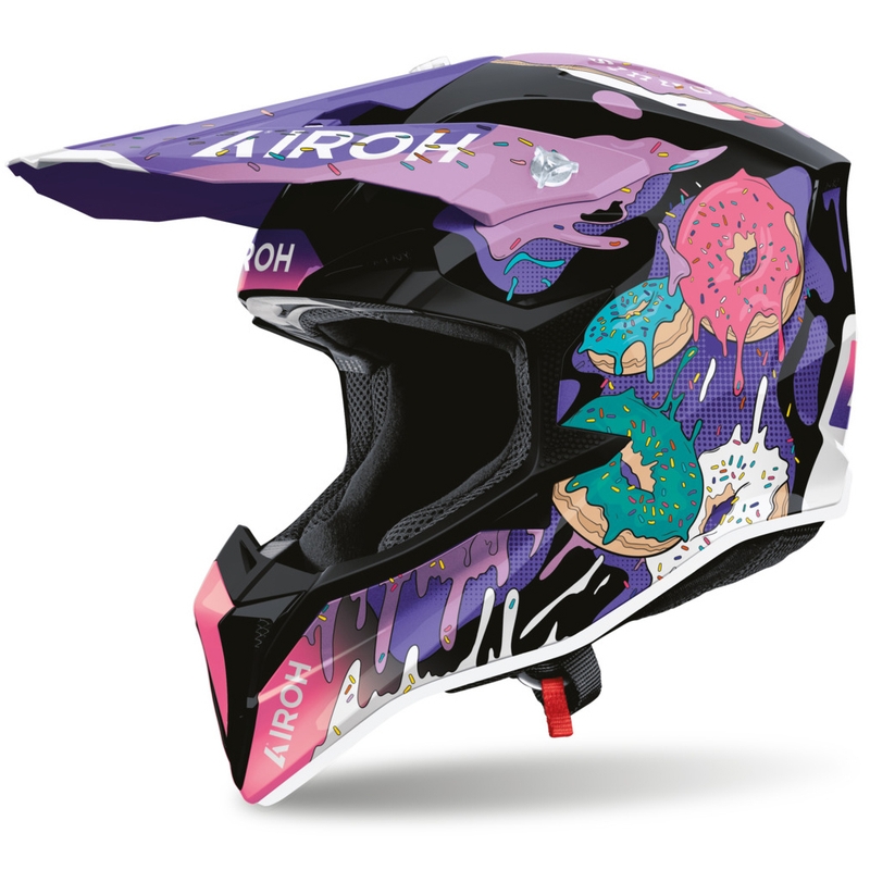 Cască de motocross Airoh Wraaap Donuts roz-violet-negru