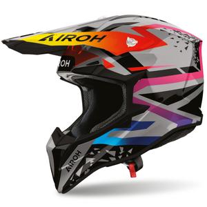 Cască de motocross Airoh Wraaap Karma gri-multicolor