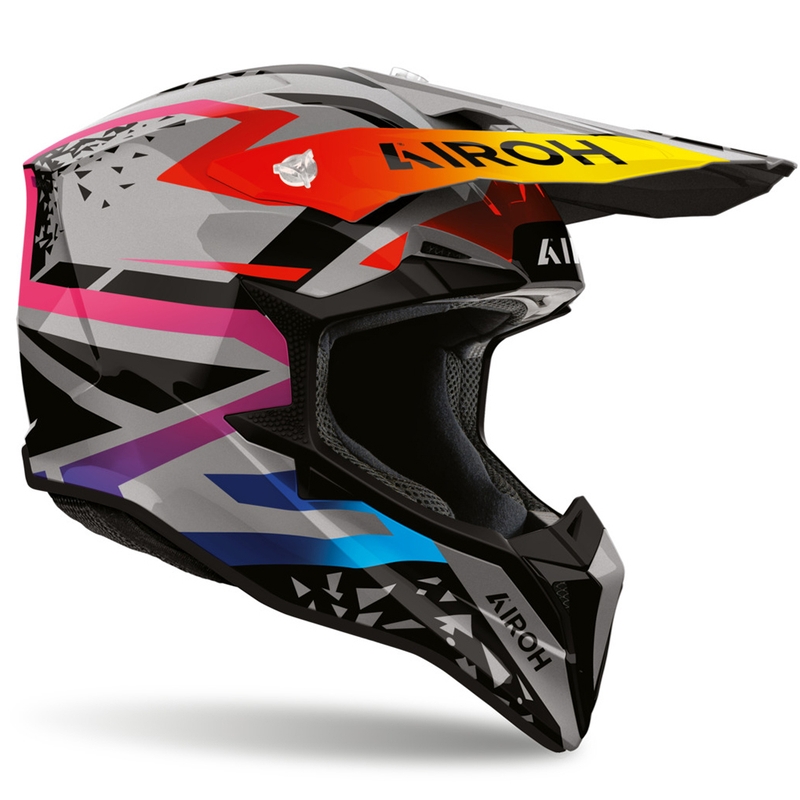 Cască de motocross Airoh Wraaap Karma gri-multicolor