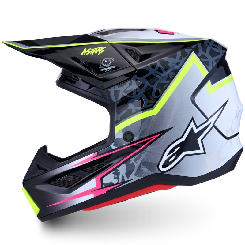 Cască de motocross Alpinestars Supertech S-M7 Blaster Gri-Galben Fluo