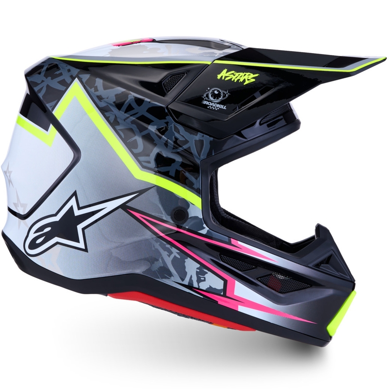 Cască de motocross Alpinestars Supertech S-M7 Blaster Gri-Galben Fluo