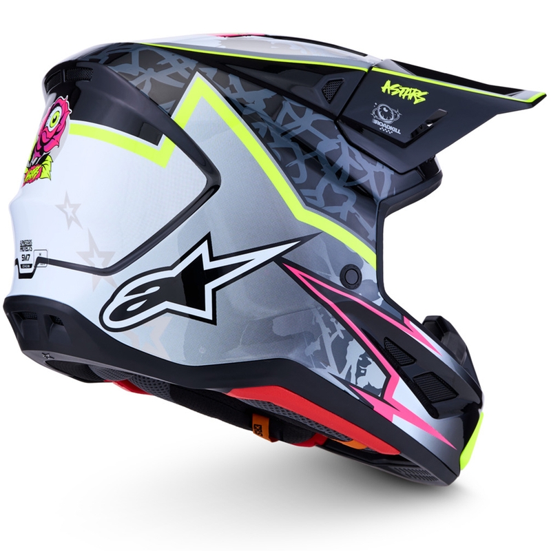 Cască de motocross Alpinestars Supertech S-M7 Blaster Gri-Galben Fluo