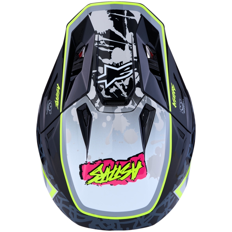 Cască de motocross Alpinestars Supertech S-M7 Blaster Gri-Galben Fluo