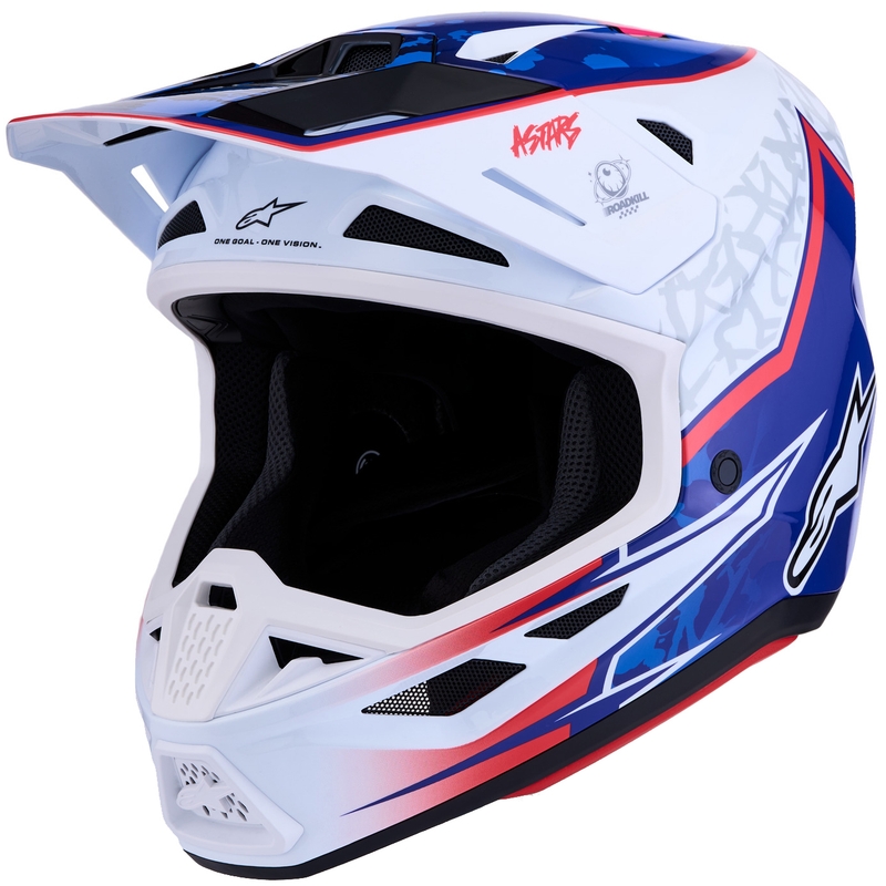 Cască motocross Alpinestars Supertech S-M7 Blaster alb-albastru