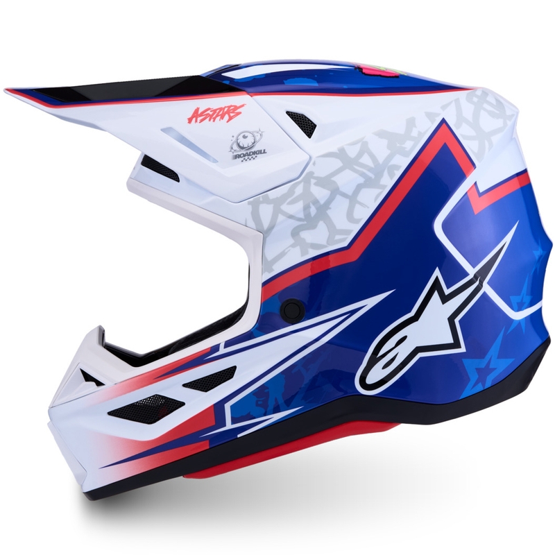 Cască motocross Alpinestars Supertech S-M7 Blaster alb-albastru