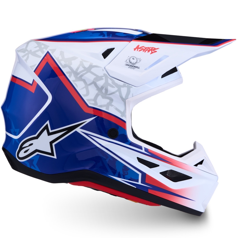Cască motocross Alpinestars Supertech S-M7 Blaster alb-albastru
