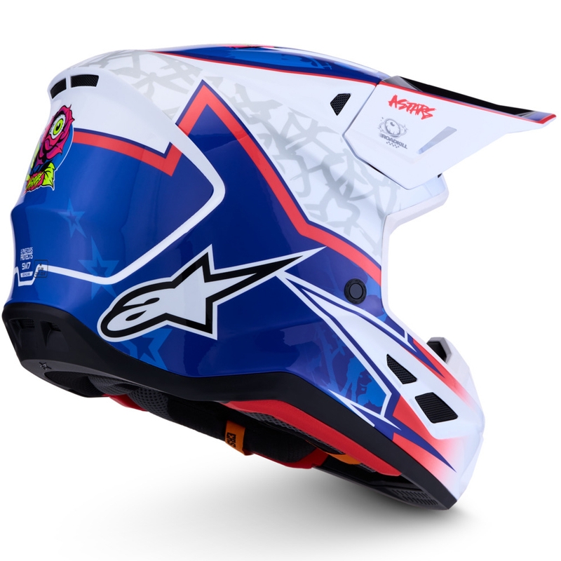 Cască motocross Alpinestars Supertech S-M7 Blaster alb-albastru