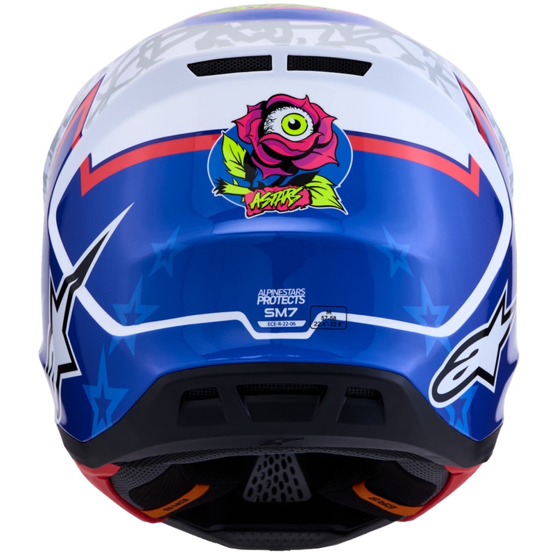 Cască motocross Alpinestars Supertech S-M7 Blaster alb-albastru