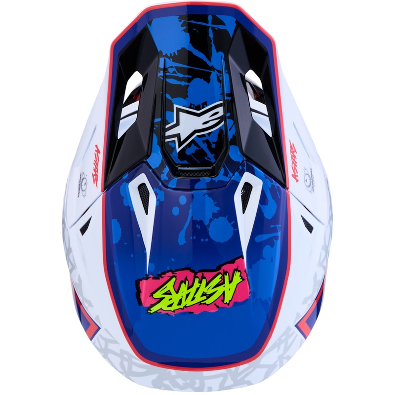 Cască motocross Alpinestars Supertech S-M7 Blaster alb-albastru