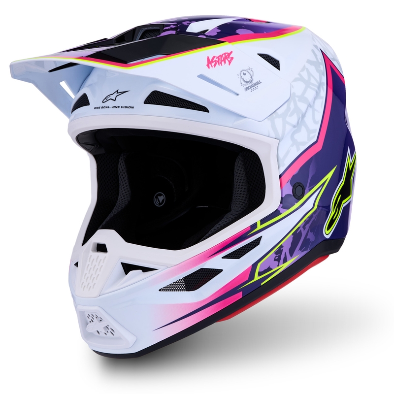 Cască motocross Alpinestars Supertech S-M7 Blaster violet-alb