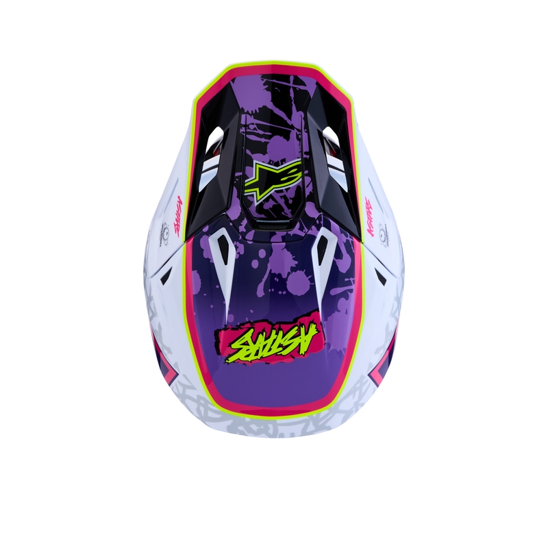 Cască motocross Alpinestars Supertech S-M7 Blaster violet-alb