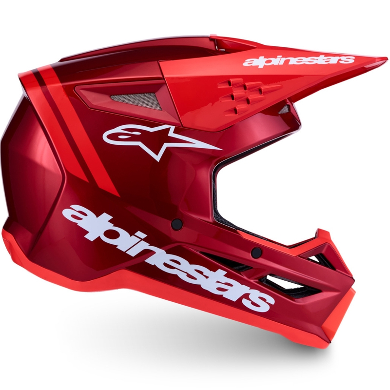 Cască motocross Alpinestars S-M3 Radium roșu-alb fluo