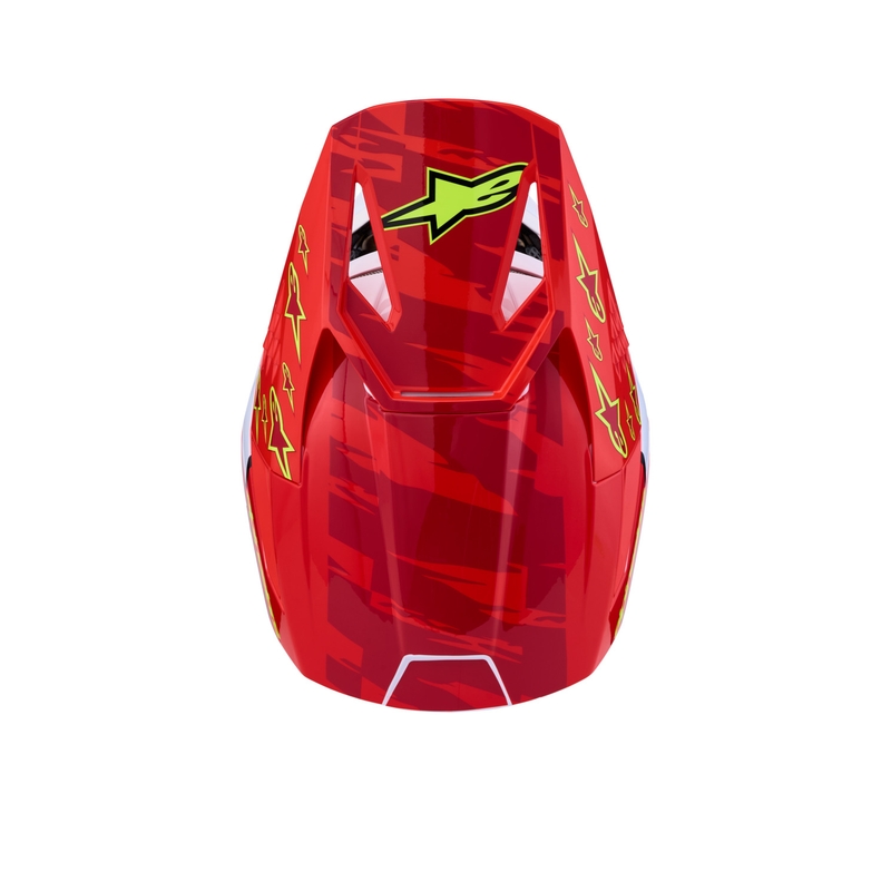 Cască motocross Alpinestars S-M3 Falcon roșu-alb fluo