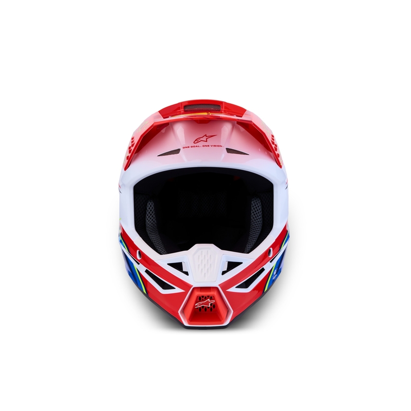 Cască motocross Alpinestars S-M3 Falcon roșu-alb fluo