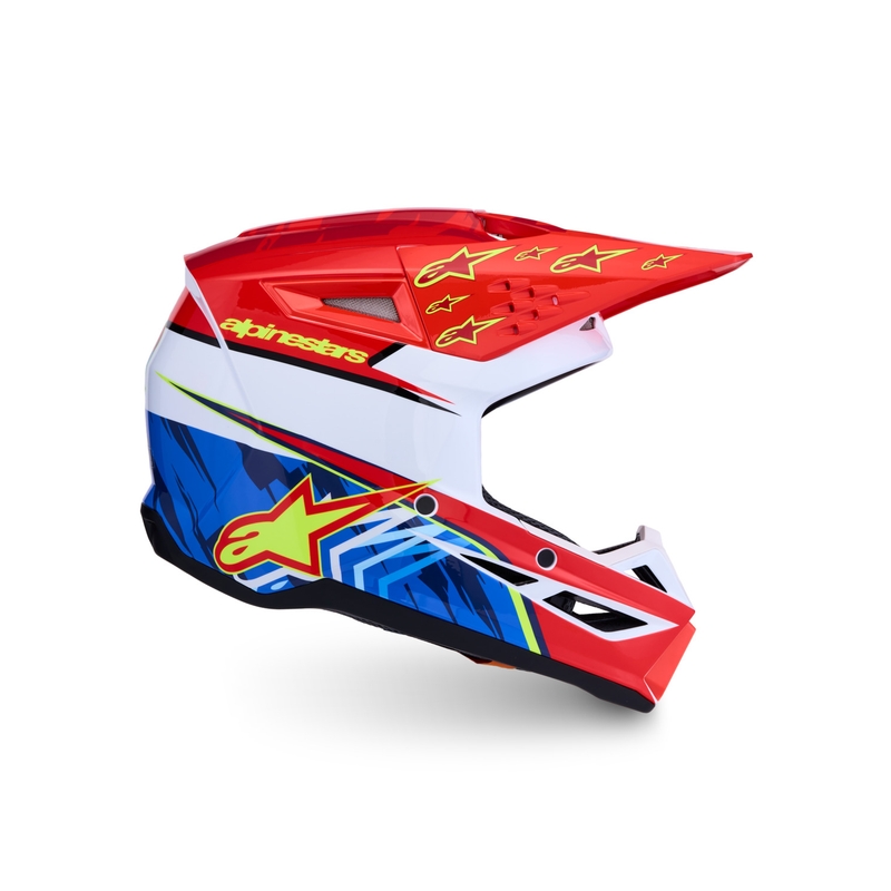 Cască motocross Alpinestars S-M3 Falcon roșu-alb fluo