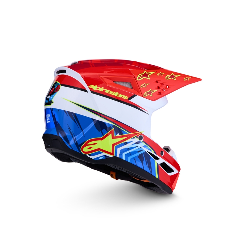 Cască motocross Alpinestars S-M3 Falcon roșu-alb fluo